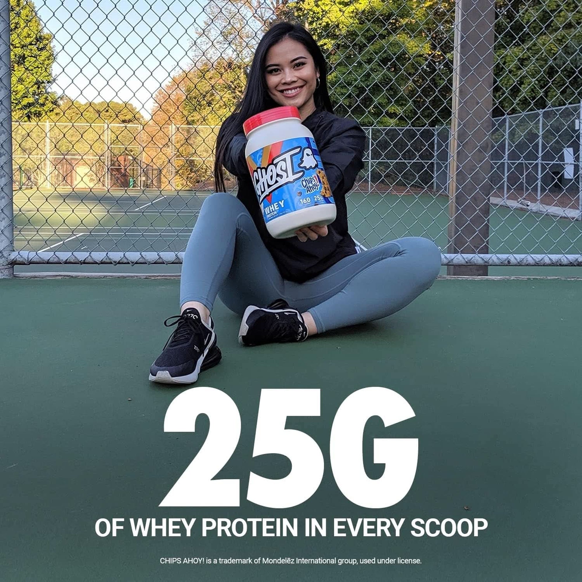 GHOST Whey Protein Powder, Chips Ahoy - 2LB Tub, 25G of Protein - Chocolate Chip Cookie Flavored Isolate, Concentrate & Hydrolyzed Whey Protein Blend