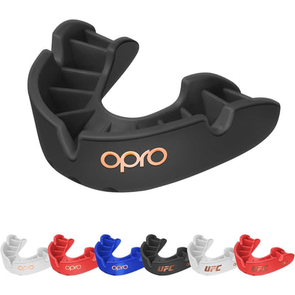 OPRO Bronze Level UFC Adult and Youth Sports Mouthguard with Case and Fitting Device, Gum Shield for UFC, MMA, Boxing, BJJ and Other Combat Sports Black, Adult