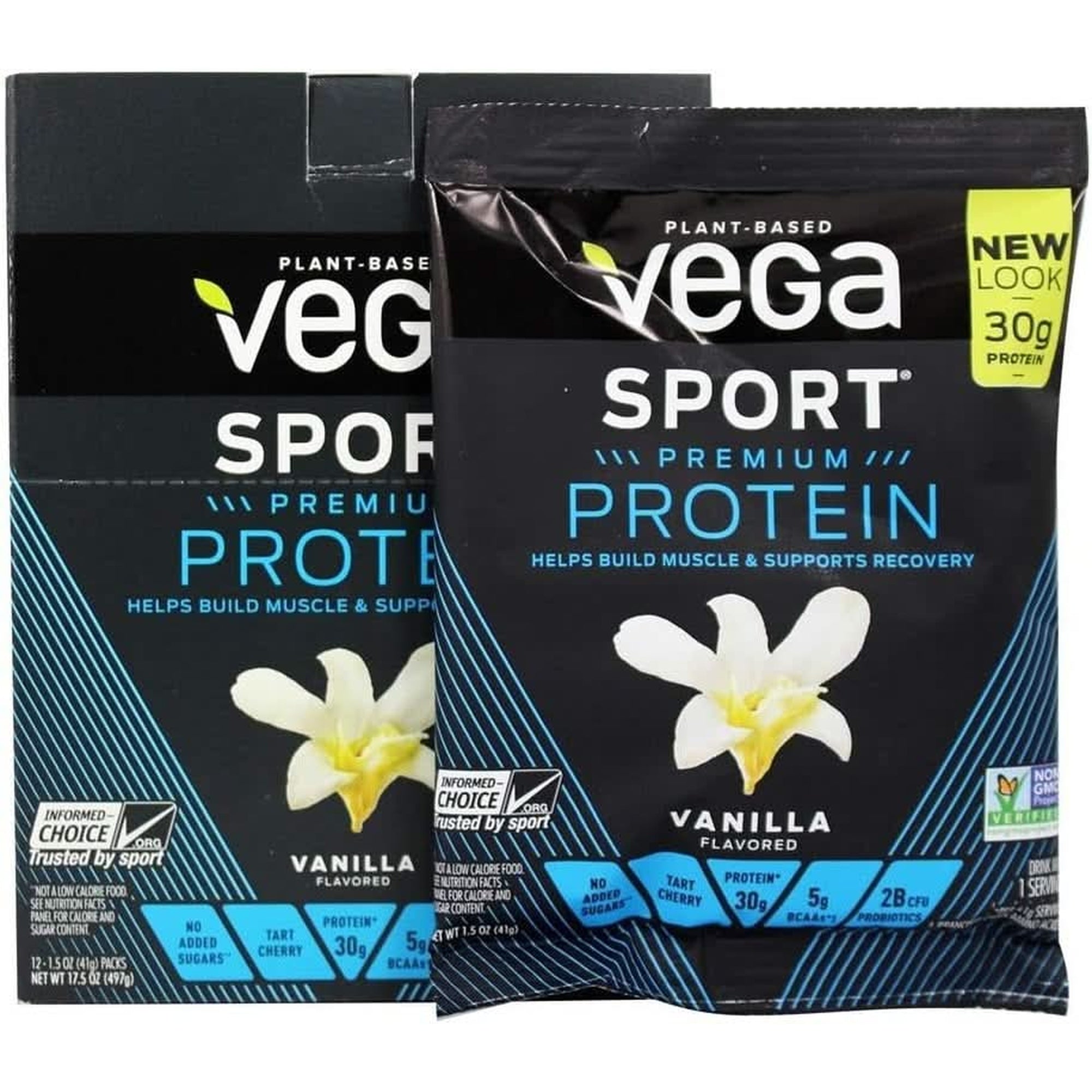 Vega Premium Sport Protein Chocolate Protein Powder, Vegan, Non GMO, Gluten Free Plant Based Protein Powder Drink Mix, NSF Certified for Sport, 29.5 Oz