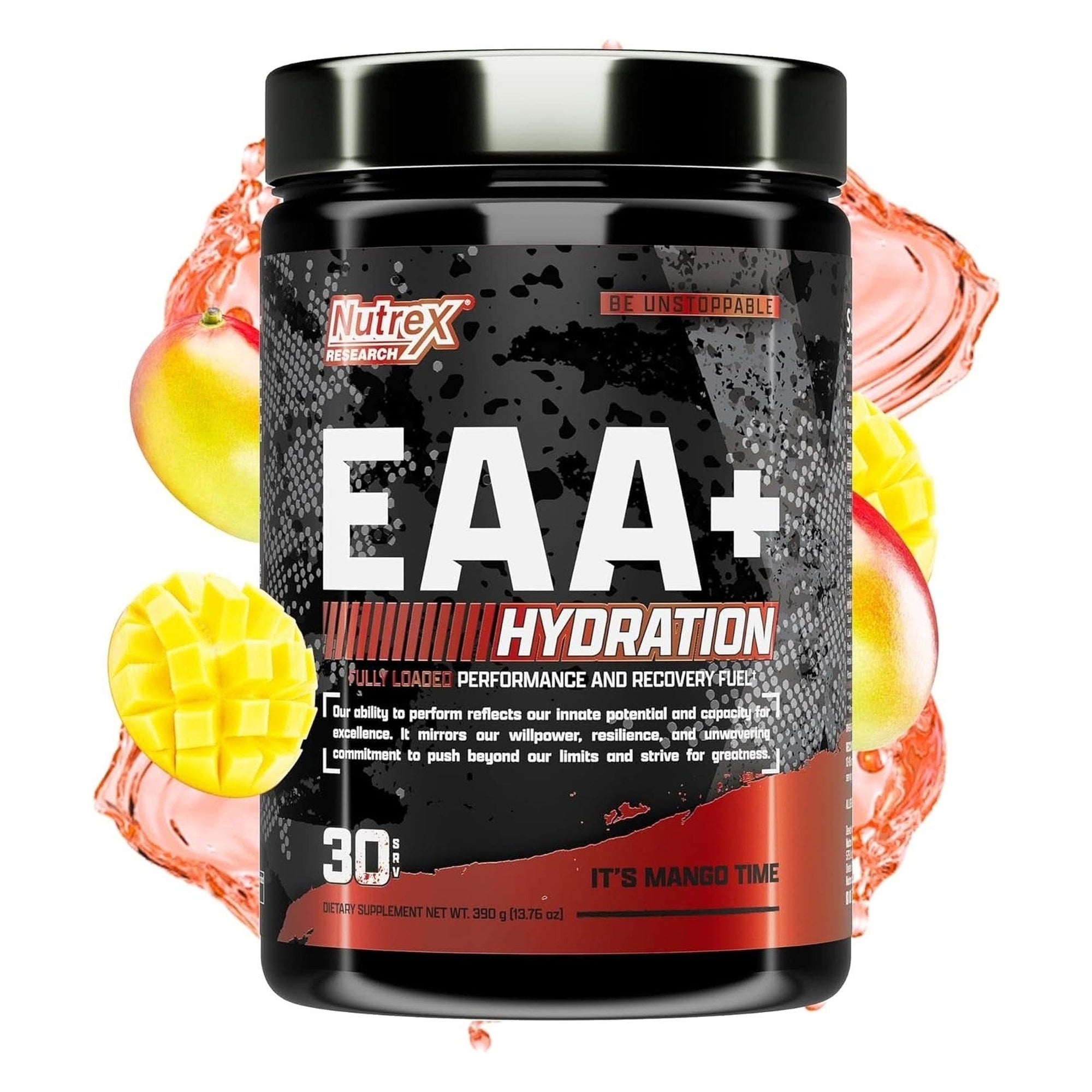 Nutrex Research EAA Hydration | Eaas + BCAA Powder | Muscle Recovery, Strength, Muscle Building, Endurance | 8G Essential Amino Acids + Electrolytes | 30 Servings It'S Mango Time