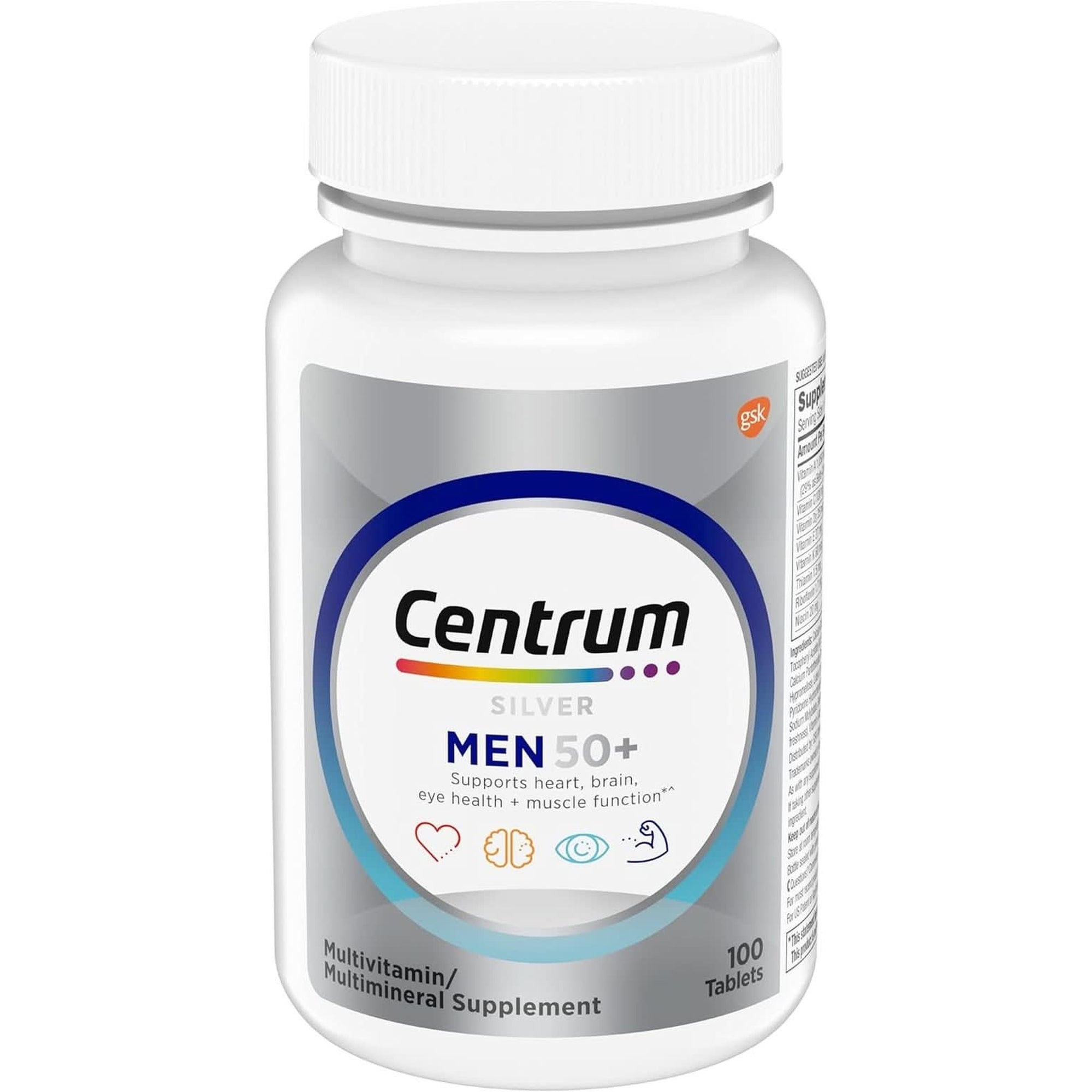 Centrum Silver Men'S 50+ Multivitamin with Vitamin D3, B-Vitamins, Zinc for Memory and Cognition - 200 Tablets