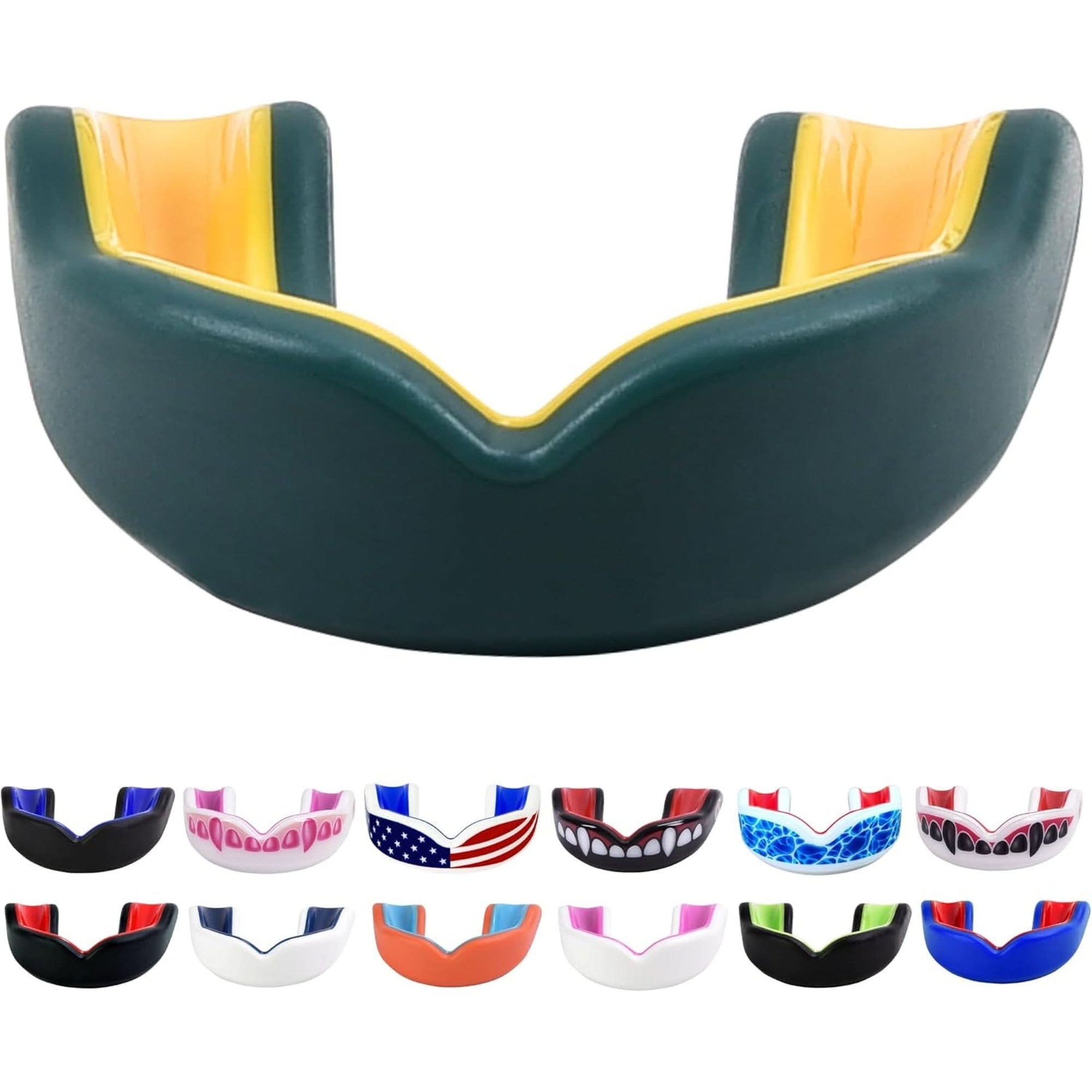 Sports Youth Mouth Guard for Kids USA Flag & Fangs & 20 Best Colors to Choose From - Youth Mouthguard Football, MMA, Karate, Flag Football, Rugby, Boxing, BJJ /W Case Youth, Strapless