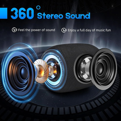 Portable Bluetooth Speaker, BT5.3 Wireless Speaker 20W Bass Diaphragms with Multi LED Light Dynamic Modes, IPX6 Waterproof 16H Playtime Supports FM Mode, TF, USB for Home, Cycling, Outdoor, Beach