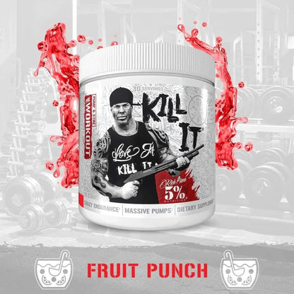 5% Nutrition Rich Piana Kill It Pre Workout Powder W/Creatine, Jitter-Free Caffeine, No-Booster, Beta Alanine, L-Citrulline for Focus, Pump, Endurance, Recovery 13.23 Oz, 30 Srvgs (Fruit Punch) - KotaFit