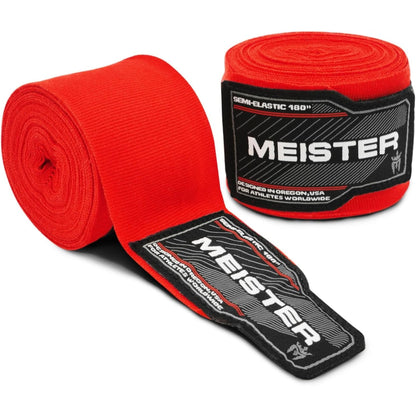 Meister Adult 180" Semi-Elastic Hand Wraps for MMA & Boxing Pair