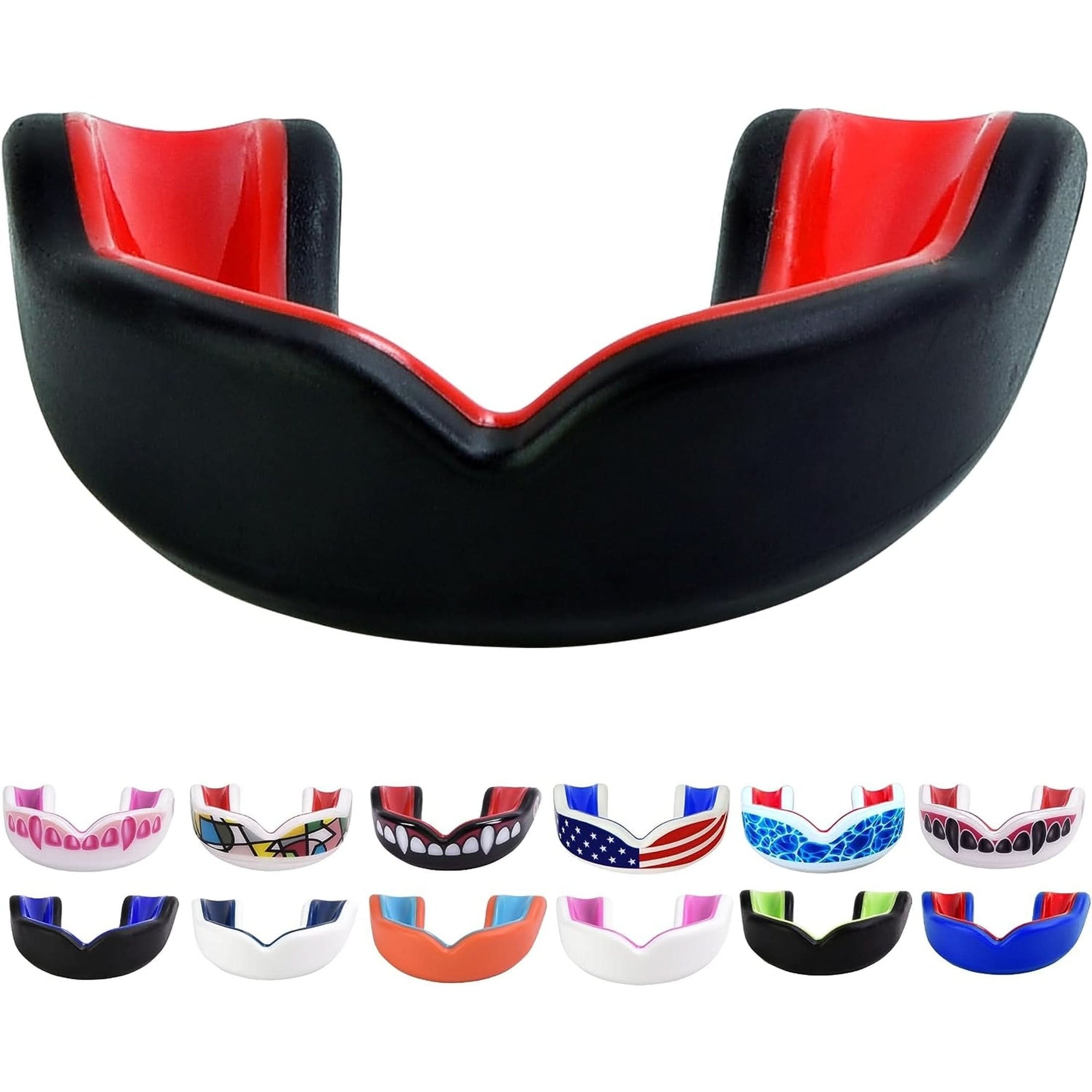 Sports Youth Mouth Guard for Kids USA Flag & Fangs & 20 Best Colors to Choose From - Youth Mouthguard Football, MMA, Karate, Flag Football, Rugby, Boxing, BJJ /W Case Youth, Strapless