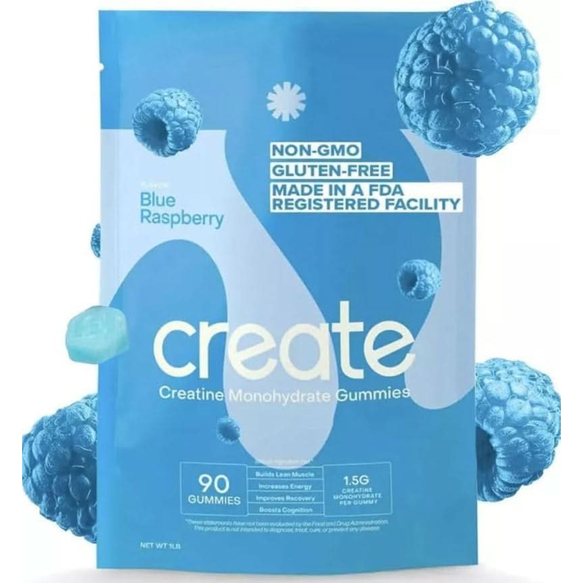 Create Creatine Monohydrate Gummies for Men & Women, Boost Focus, Strength, and Endurance, Anti-Melting Formula, Vegan, Gluten-Free, Non-Gmo, 1.5G of Creatine per Gummy (Orange, 90 Ct)