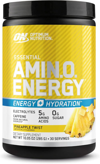 Optimum Nutrition Amino Energy Powder plus Hydration, with BCAA, Electrolytes, and Caffeine, Watermelon Splash, 30 Servings (Packaging May Vary)