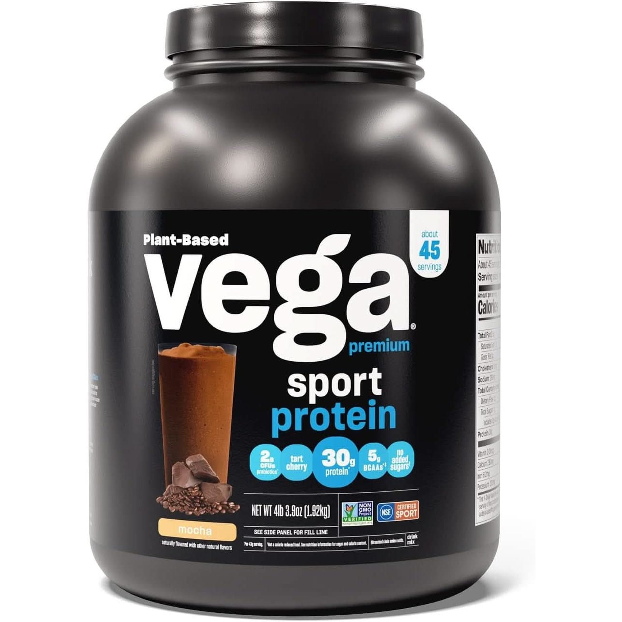 Vega Sport Premium Vegan Protein Powder Chocolate(45 Servings) 30G Plant Based Protein,5G Bcaas,Dairy Free,Gluten Free,Non Gmo,Pea Protein for Women and Men,4Lbs 5.9Oz(Packaging May Vary)