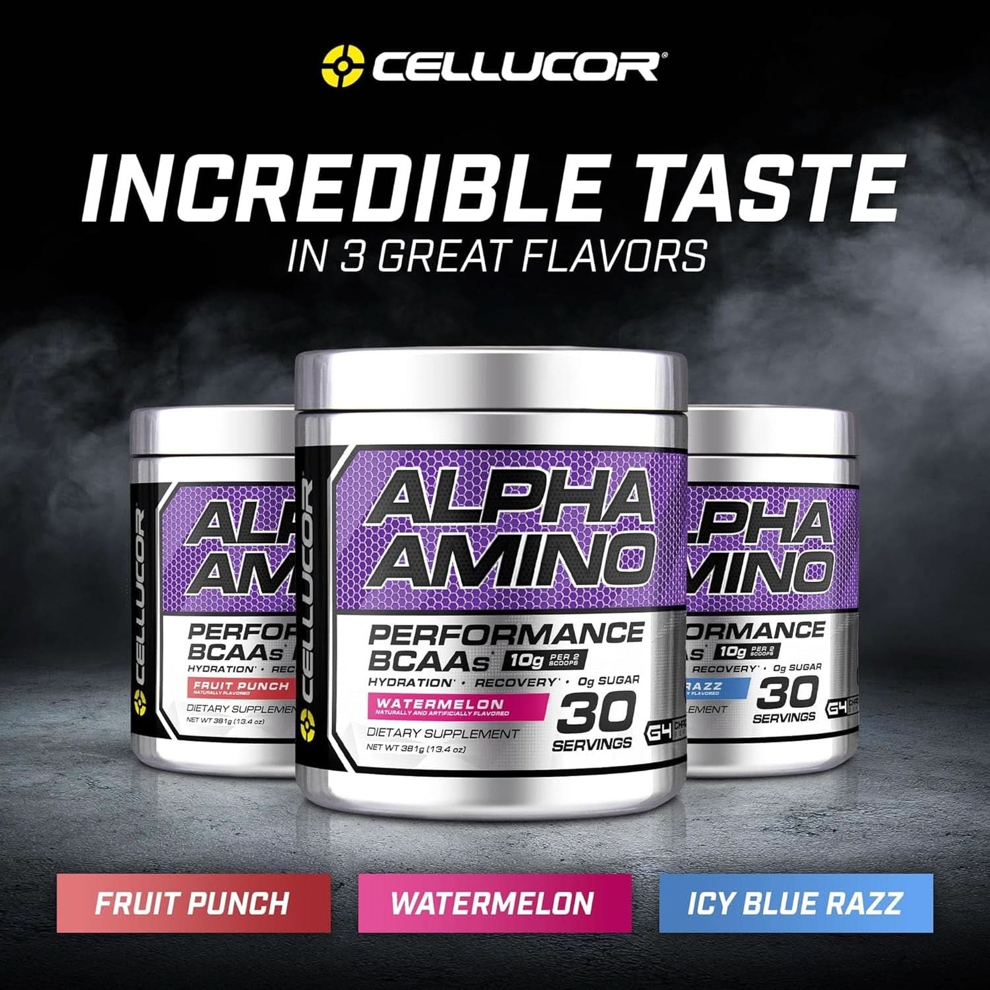 Cellucor Alpha Amino EAA & BCAA Powder | Branched Chain Essential Amino Acids + Electrolytes | ICY Blue Razz | 30 Servings