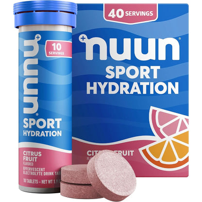 Nuun Sport Electrolyte Tablets - Dissolvable in Water, Mixed Flavors | 5 Essential Electrolytes for Hydration | 1G Sugar Drink Mix | Vegan, Non-Gmo | 4 Pack (40 Total Servings)