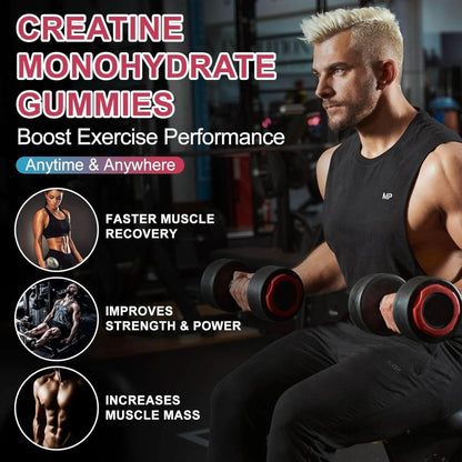 Creatine Monohydrate Gummies for Men & Women 120 CT - 5000Mg of Creatine Monohydrate per Serving - Sugar Free Chewable Creatine for Muscle Strength, Muscle Builder, Energy Boost (Raspberry Flavor)