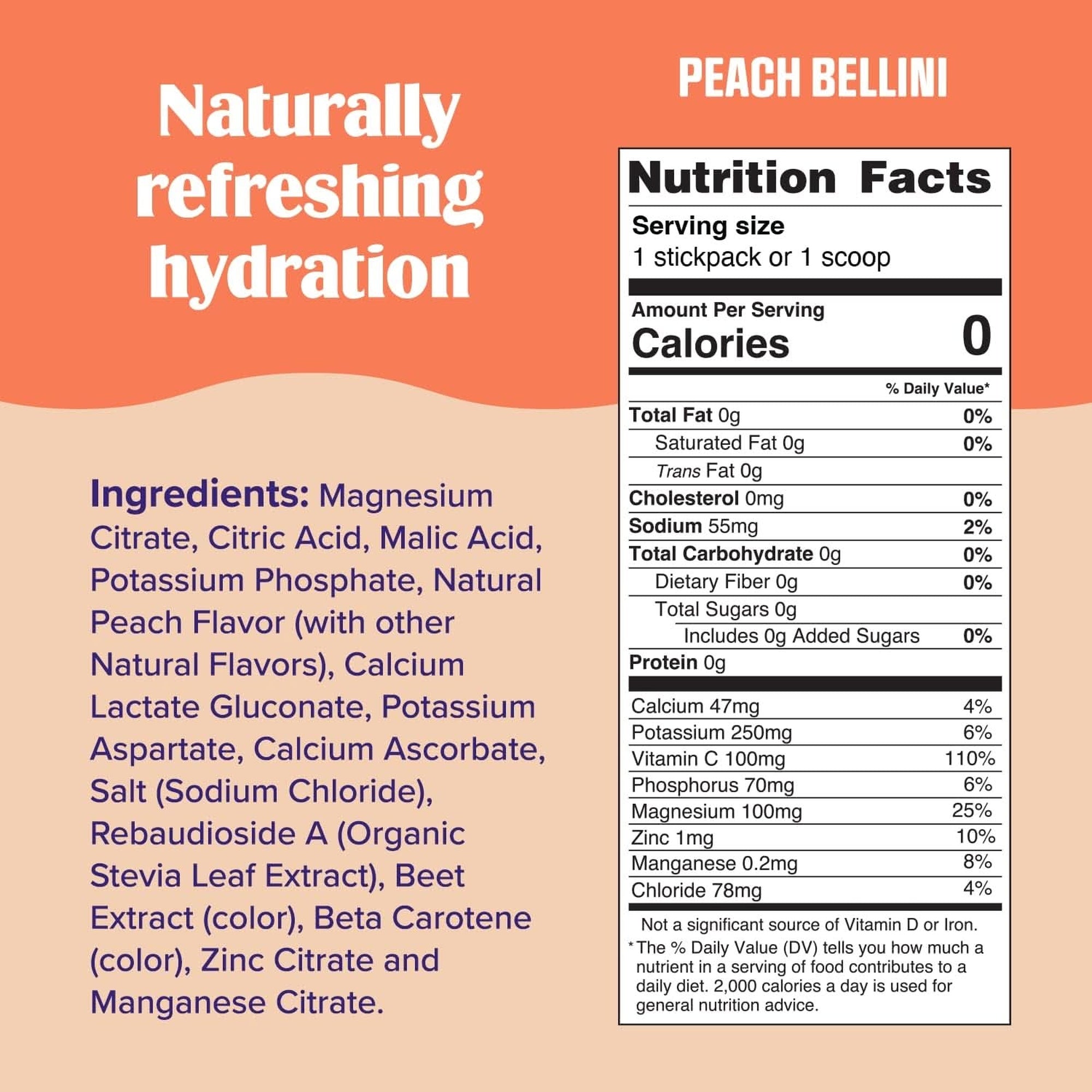 Ultima Replenisher Mocktini Electrolyte Drink Mix – Peach Bellini, 90 Servings – Hydration Powder with 6 Key Electrolytes & Trace Minerals – Keto Friendly, Non- GMO & Sugar-Free Electrolyte Powder