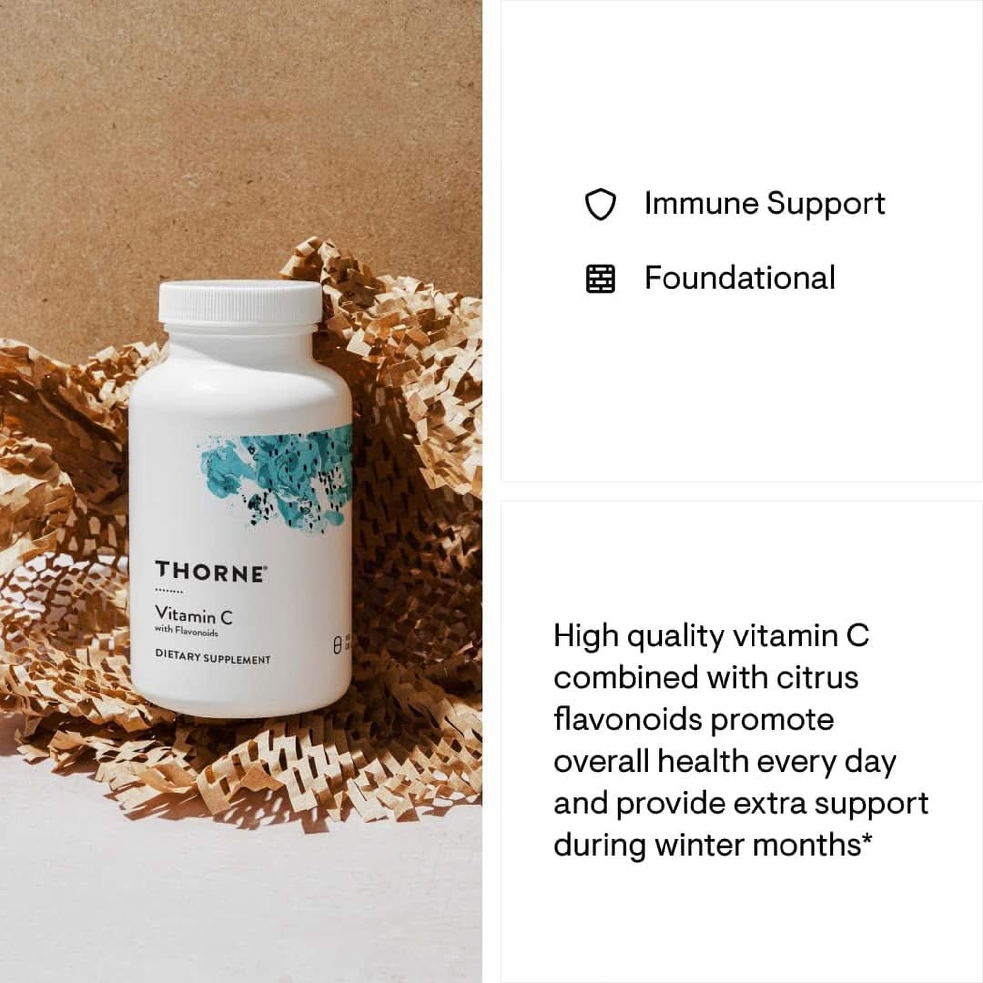 THORNE Vitamin C - Blend of Vitamin C and Citrus Bioflavonoids from Oranges - Support Immune System, Production of Cellular Energy, Collagen Production and Healthy Tissue - Gluten-Free - 90 Capsules