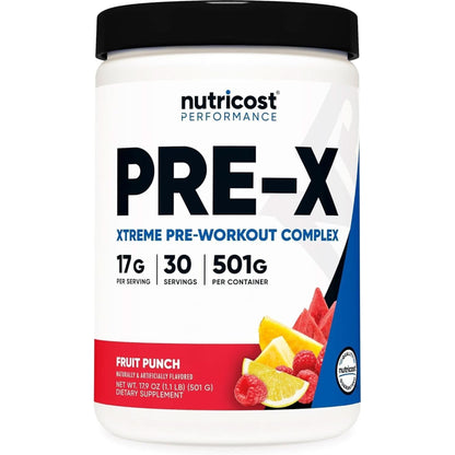 Nutricost Pre-X Xtreme Pre-Workout Complex Powder, Blue Raspberry, 60 Servings, Vegetarian, Non-Gmo and Gluten Free