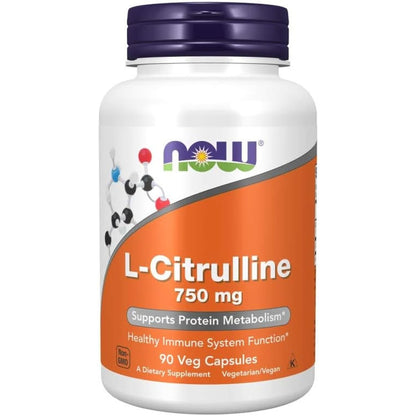 NOW Foods Supplements, L-Citrulline 750 Mg, Supports Protein Metabolism*, Amino Acid, 180 Veg Capsules