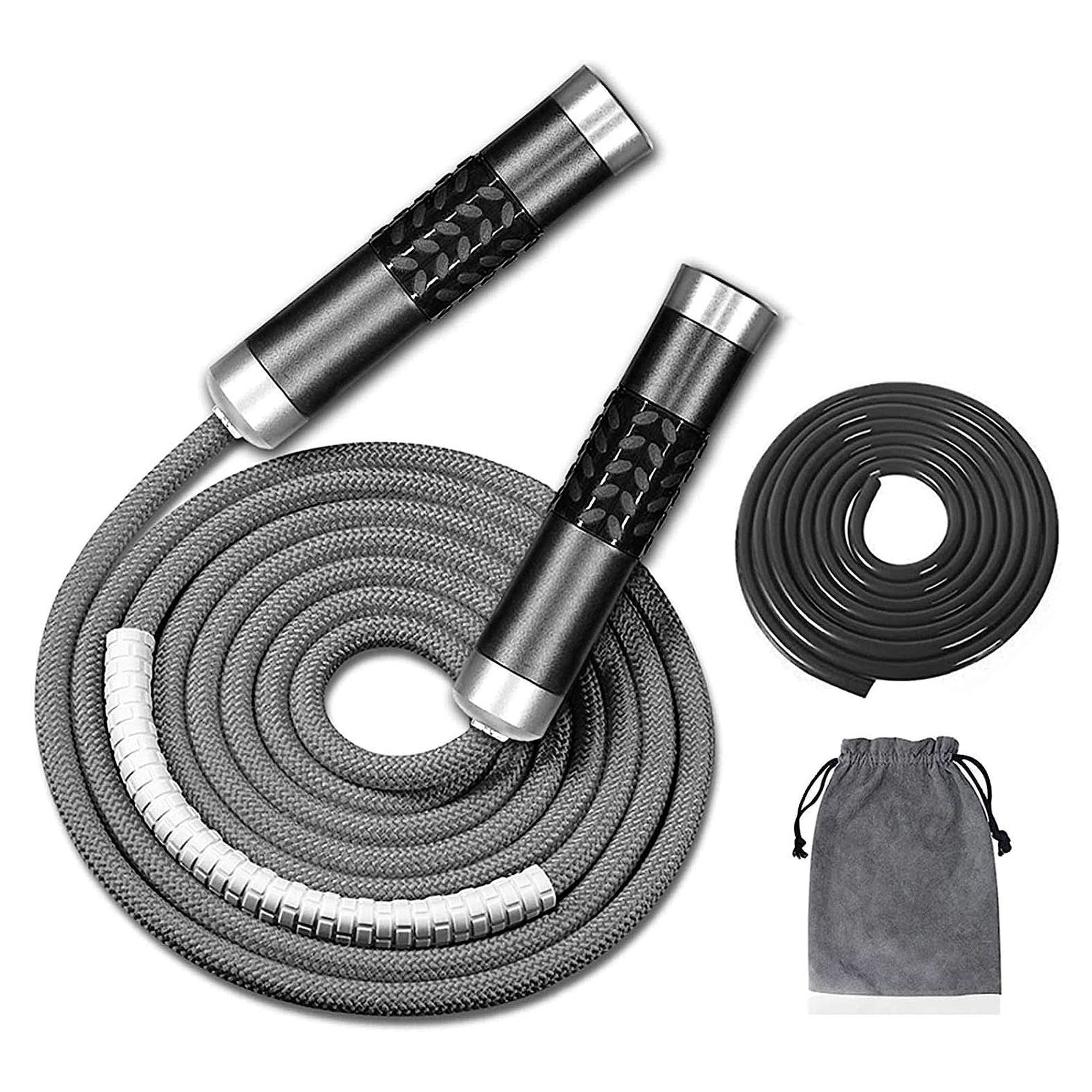 Redify Weighted Jump Rope for Workout Fitness(1Lb), Tangle-Free Ball Bearing Rapid Speed Skipping Rope for MMA Boxing Weight-Loss,Aluminum Handle Adjustable Length 9MM Fabric Cotton+9Mm Solid PVC Rope