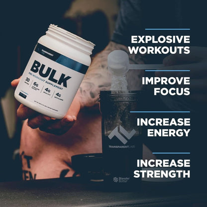 Transparent Labs Bulk Pre Workout Powder - Naturally Sweetened Advanced Pre-Workout Formula for Muscle Building and Strength - 30 Servings, Blue Raspberry