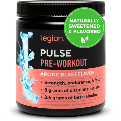 LEGION Pulse Pre Workout Supplement - All Natural Nitric Oxide Preworkout Drink to Boost Energy, Creatine Free, Naturally Sweetened, Beta Alanine, Citrulline, Alpha GPC (Fruit Punch)