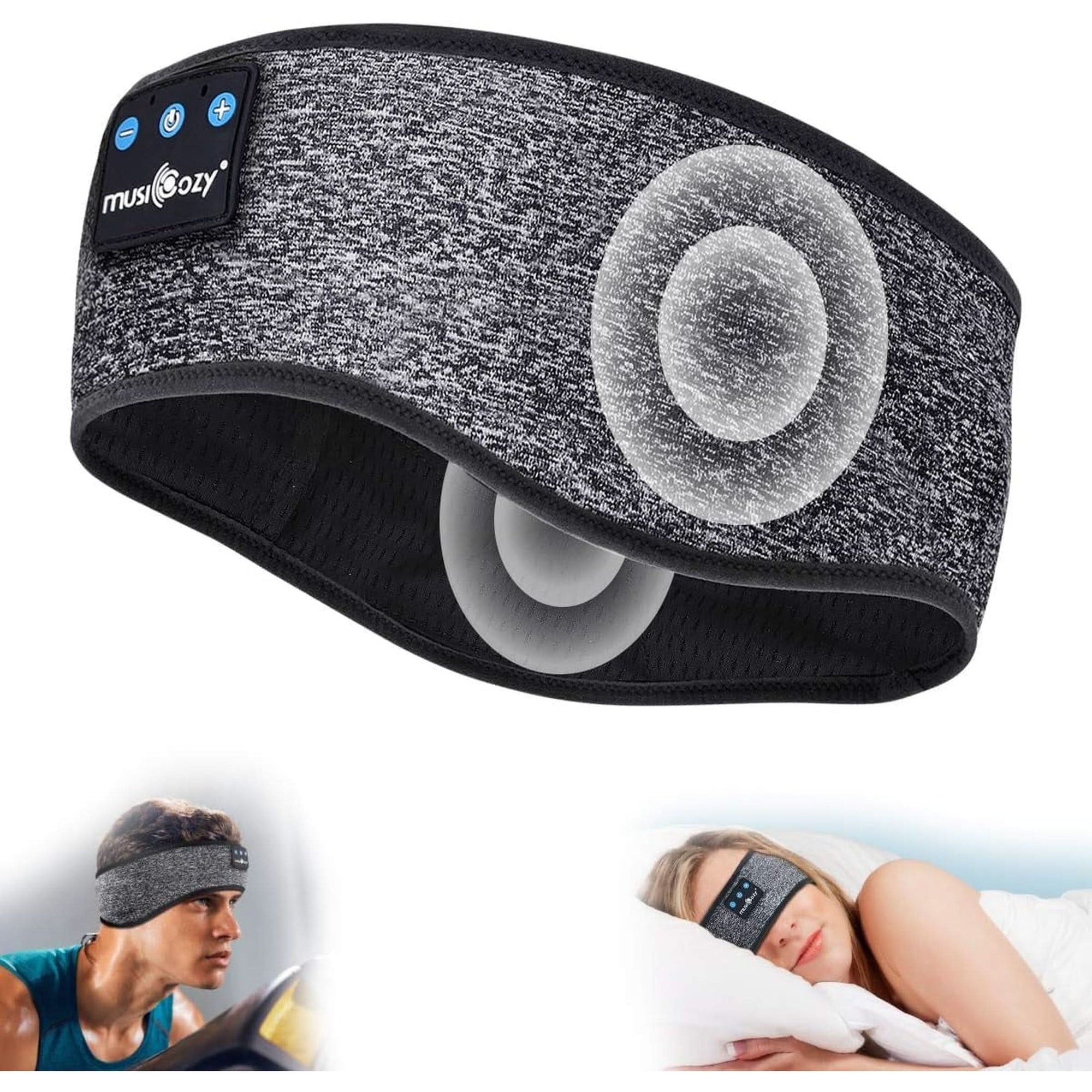 MUSICOZY Sleep Headphones Bluetooth 5.2 Headband, Sports Wireless Earphones Sweat Resistant Earbuds with Ultra-Thin HD Stereo Speaker for Workout Running Cool Gadgets Unique Gifts