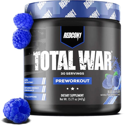 REDCON1 Total War Preworkout - Contains 320Mg of Caffeine from Green Tea, Juniper & Beta Alanine - Pre Work Out with Amino Acids to Increase Pump, Energy + Endurance (Rainbow Candy, 30 Servings)