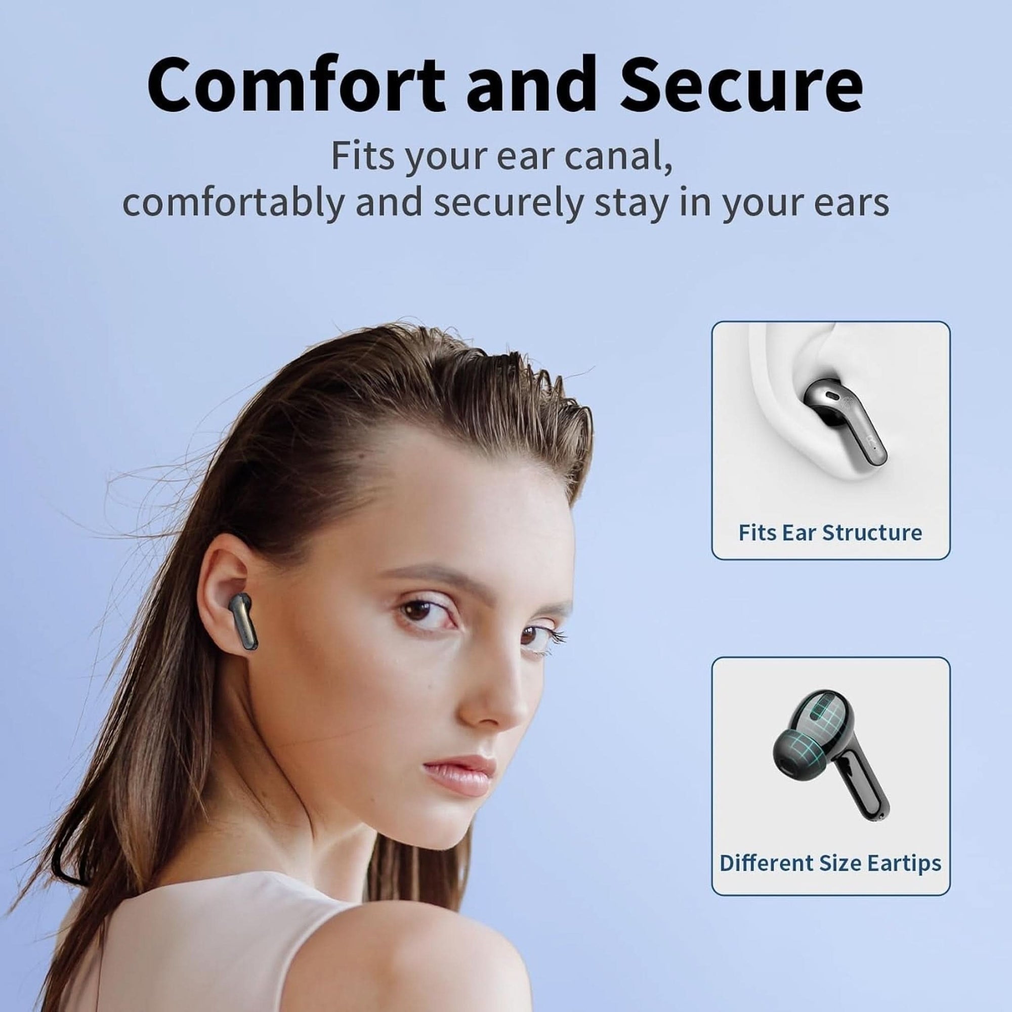 TAGRY Bluetooth Headphones True Wireless Earbuds 60H Playback LED Power Display Earphones with Wireless Charging Case IPX5 Waterproof In-Ear Earbuds with Mic for TV Smart Phone Laptop Computer Sports