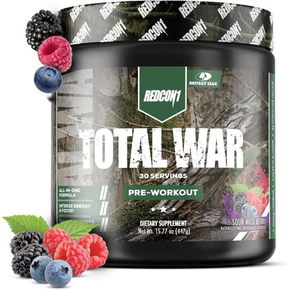 REDCON1 Total War Preworkout - Contains 320Mg of Caffeine from Green Tea, Juniper & Beta Alanine - Pre Work Out with Amino Acids to Increase Pump, Energy + Endurance (Rainbow Candy, 30 Servings)