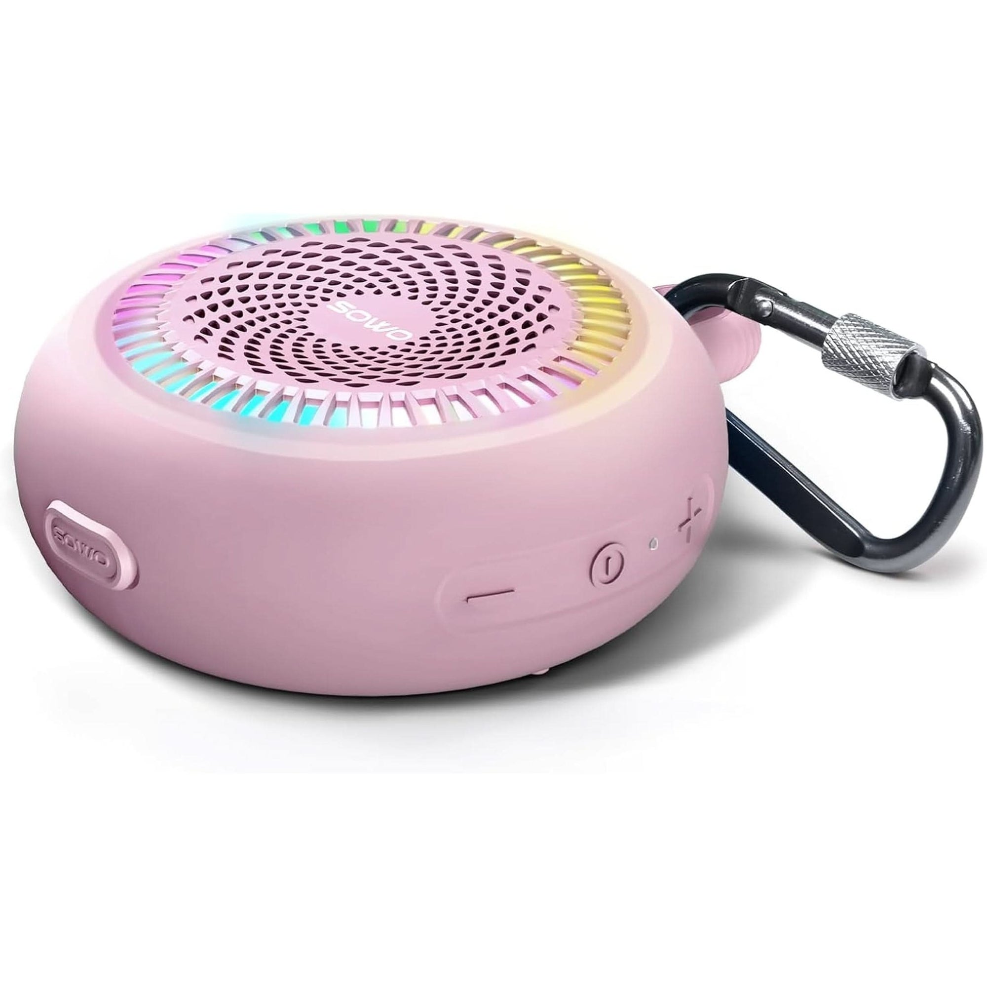 Bluetooth Shower Speaker Waterproof | Small Portable Bluetooth Speaker Wireless with Clip | Powerful Bass and Louder Volume | Colorful Lights and Lightweight | with TWS Pairing | Black