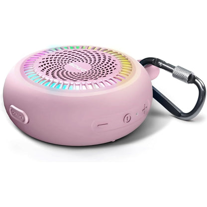 Bluetooth Shower Speaker Waterproof | Small Portable Bluetooth Speaker Wireless with Clip | Powerful Bass and Louder Volume | Colorful Lights and Lightweight | with TWS Pairing | Black