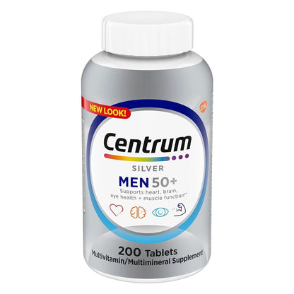 Centrum Silver Men'S 50+ Multivitamin with Vitamin D3, B-Vitamins, Zinc for Memory and Cognition - 200 Tablets