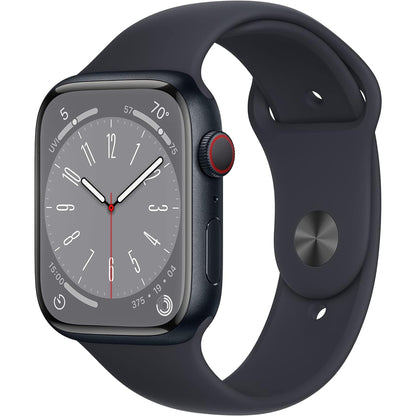 Apple Watch Series 8 [GPS + Cellular, 45Mm] - Midnight Aluminum Case with Midnight Sport Band, M/L (Renewed)