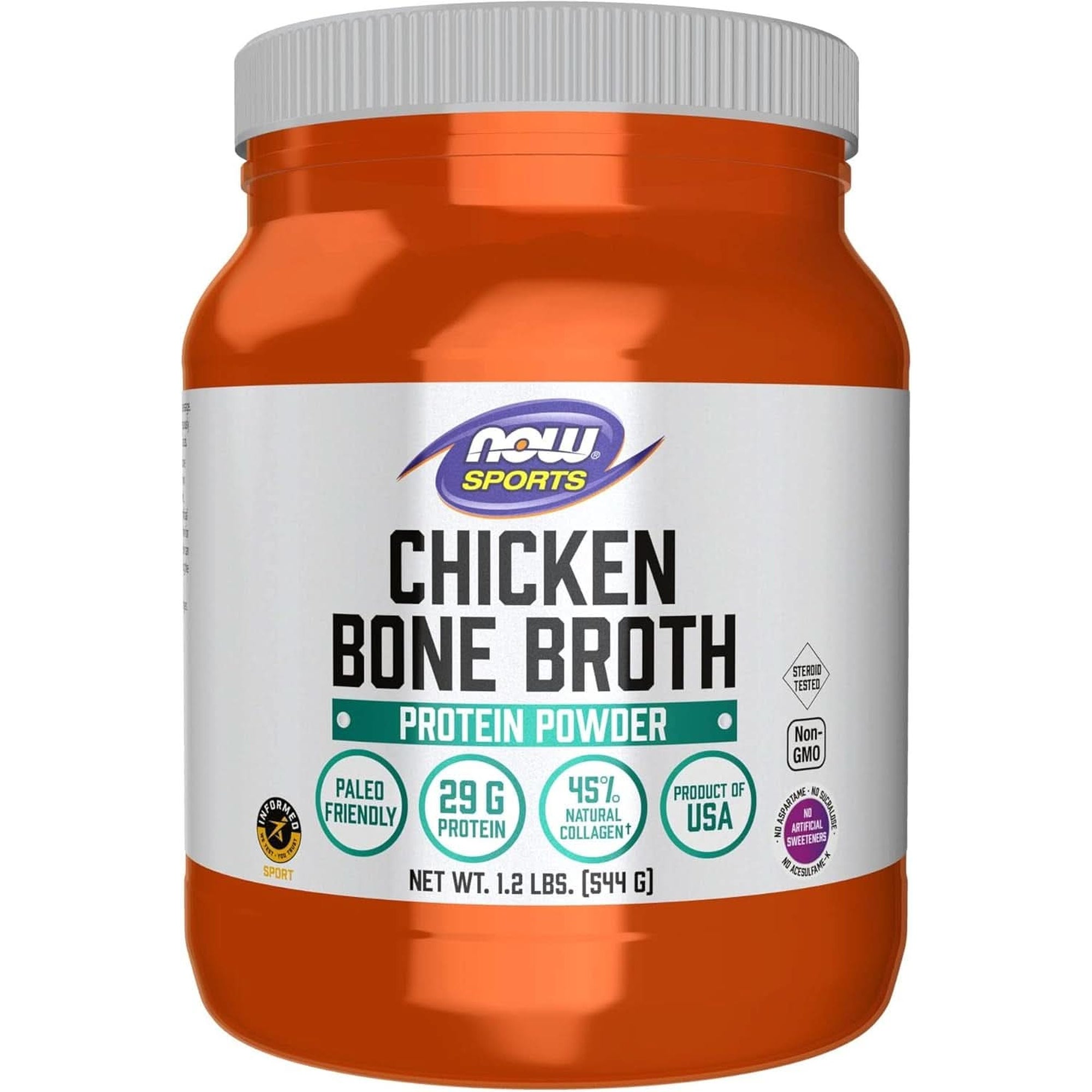 NOW Foods Sports Nutrition, Beef Bone Broth Powder Made with Premium-Quality Beef Bone Extract , 1.2-Pound