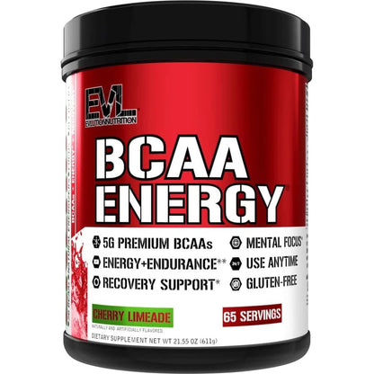 EVL Bcaas Amino Acids Powder - BCAA Energy Pre Workout Powder for Muscle Recovery Lean Growth and Endurance - Rehydrating BCAA Powder Post Workout Recovery Drink with Natural Caffeine - Furious Grape