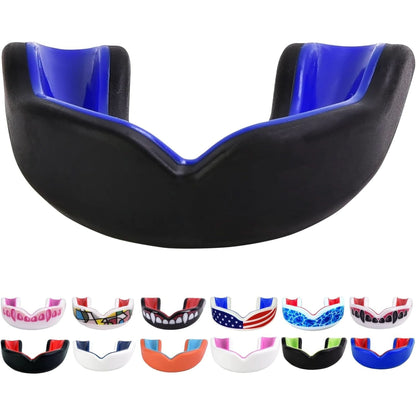 Sports Youth Mouth Guard for Kids USA Flag & Fangs & 20 Best Colors to Choose From - Youth Mouthguard Football, MMA, Karate, Flag Football, Rugby, Boxing, BJJ /W Case Youth, Strapless