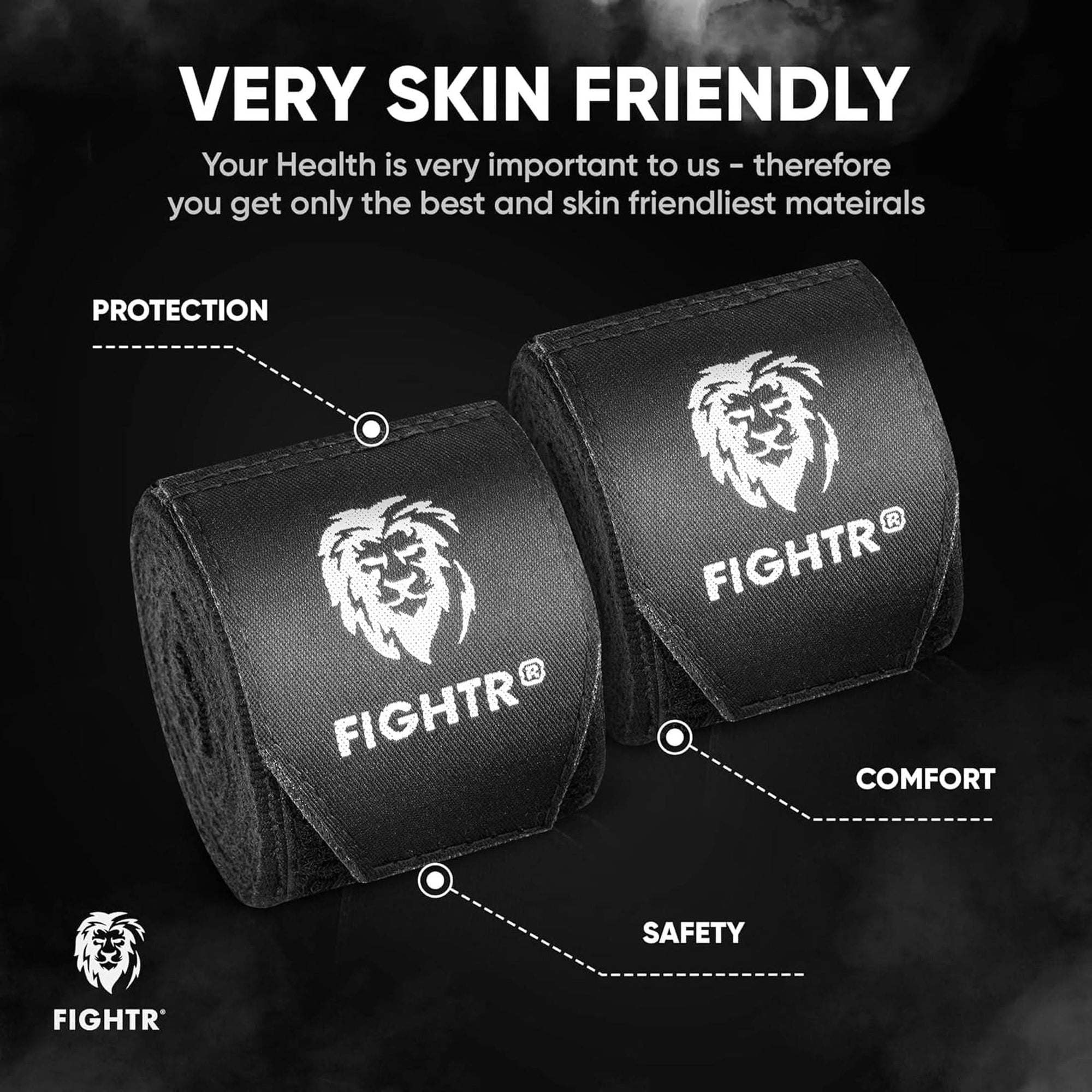 FIGHTR® Boxing Handwraps 160 Inches Semi-Elastic Hand Wraps with Thumb Loop for Boxing, MMA, Muay Thai & Martial Arts