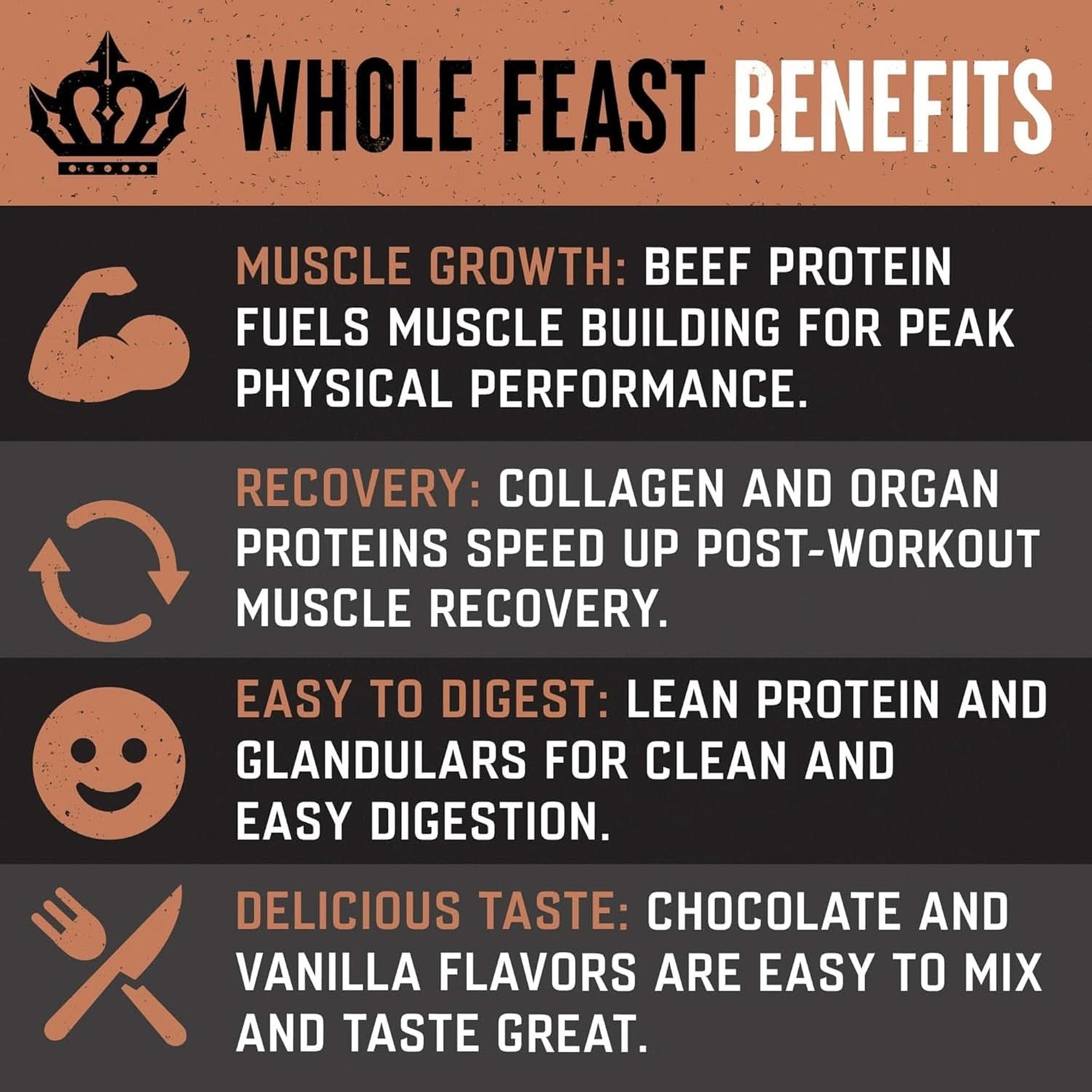 The Fittest Whole Feast Beef Protein Powder - Milk Chocolate - Nose to Tail Carnivore Blend Including Liver, Colostrum and Whole Bone - Bcaas - 14G Collagen, 21G Total Protein