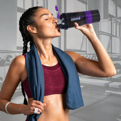 Shaker Bottle Protein Shaker Bottles with Storage and Mix Ball, 16OZ Sports Water Bottle with Pill Organizer,Leak Proof Portable Shaker Bottles for Protein Mixes and Pre Work Out,Bpa Free Purple