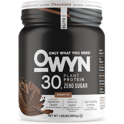 OWYN Only What You Need Pro Elite Vegan 30G Plant-Based High Protein Powder, Zero Sugar (Dark Chocolate, 2.9 Lbs)