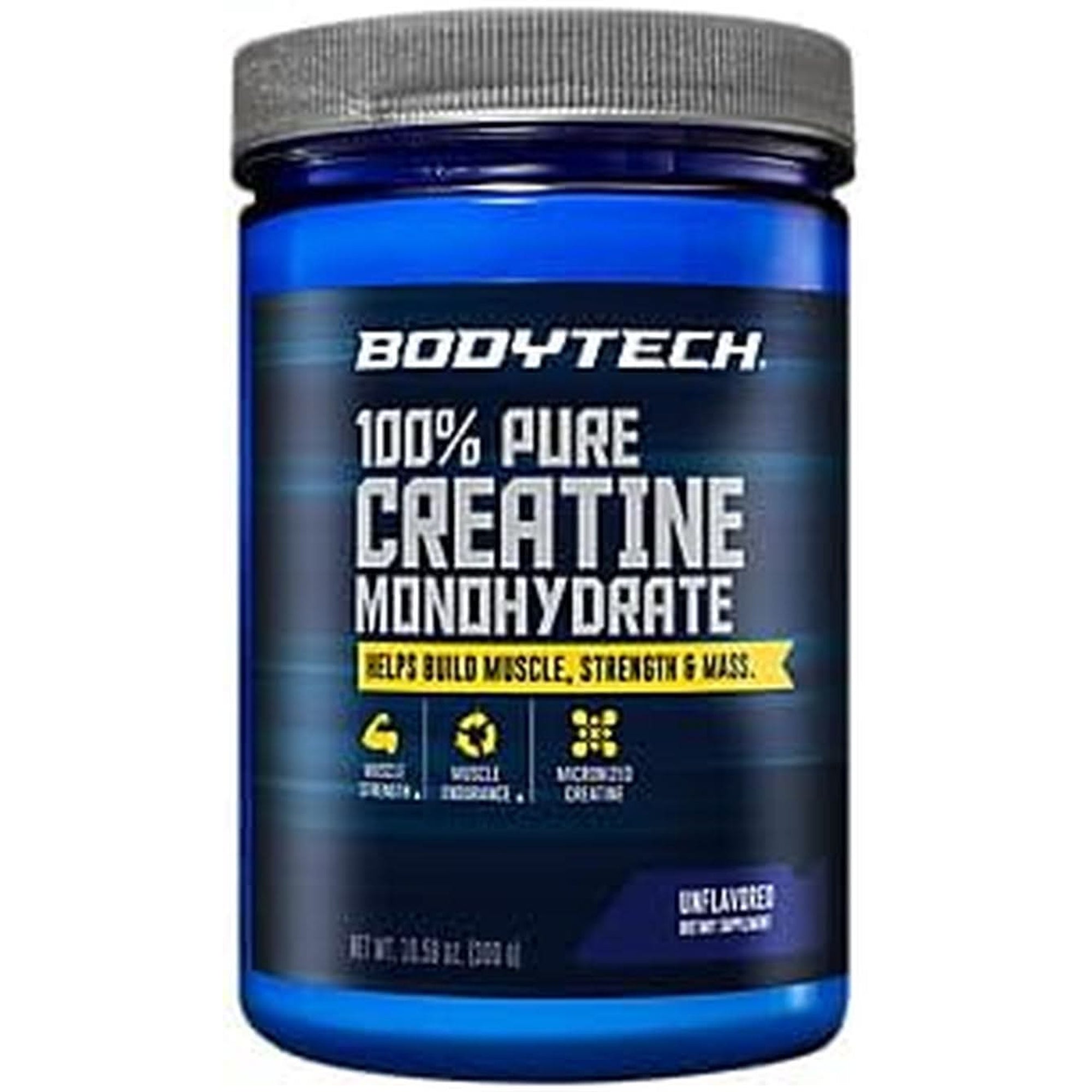 Bodytech 100% Pure Creatine Monohydrate Powder - Premium Micronized Creatine for Enhanced Muscle Strength and Performance - Supports Muscles, Recovery, and Increased Exercise (18Oz/102 Servings)