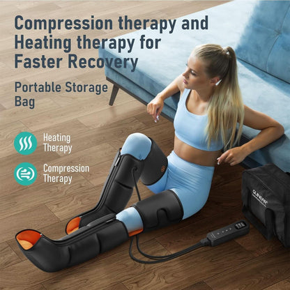 QUINEAR Leg Massager, 3-In-1 Foot Calf & Thigh Massager with Heat and Compression Therapy, Leg Massage Boots for Swollen Legs, Edema, RLS Pain Relief, FSA HSA Eligible