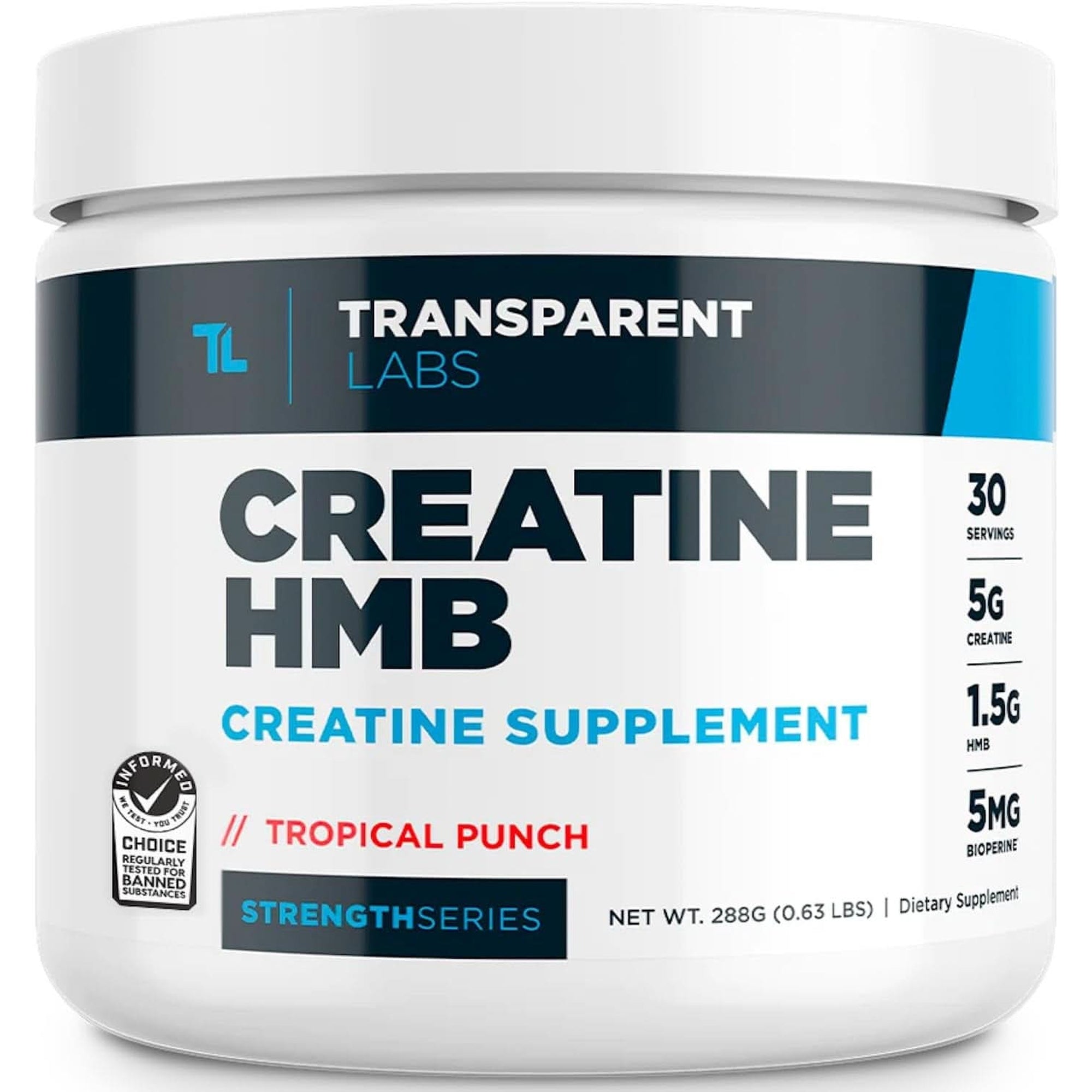 Transparent Labs Creatine HMB - Creatine Monohydrate Powder with HMB for Muscle Growth, Increased Strength, Enhanced Energy Output, and Improved Athletic Performance - 30 Servings, Strawberry Lemonade