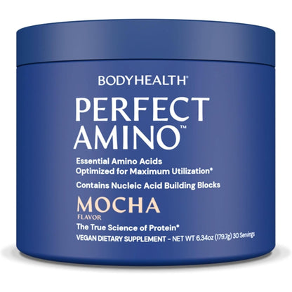 Bodyhealth Perfectamino Powder - BCAA and EAA Powder for Pre and Post Workout - Amino Acid Energy Drink Powder for Men and Women to Support Lean Muscle and Recovery - Mixed Berry - 30 Servings