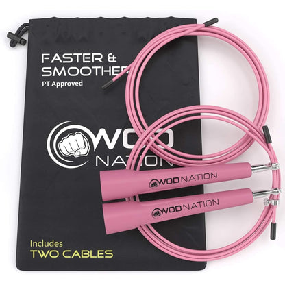 WOD Nation Adjustable Speed Jump Rope for Men, Women & Children - Blazing Fast Fitness Skipping Rope Perfect for Boxing, MMA, Endurance