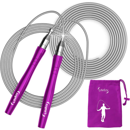 Jump Rope, High Speed Weighted Jump Rope - Premium Quality Tangle-Free - Self-Locking Screw-Free Design - Jump Ropes for Fitness - Skipping Rope for Workout Fitness, Crossfit & Home Exercises