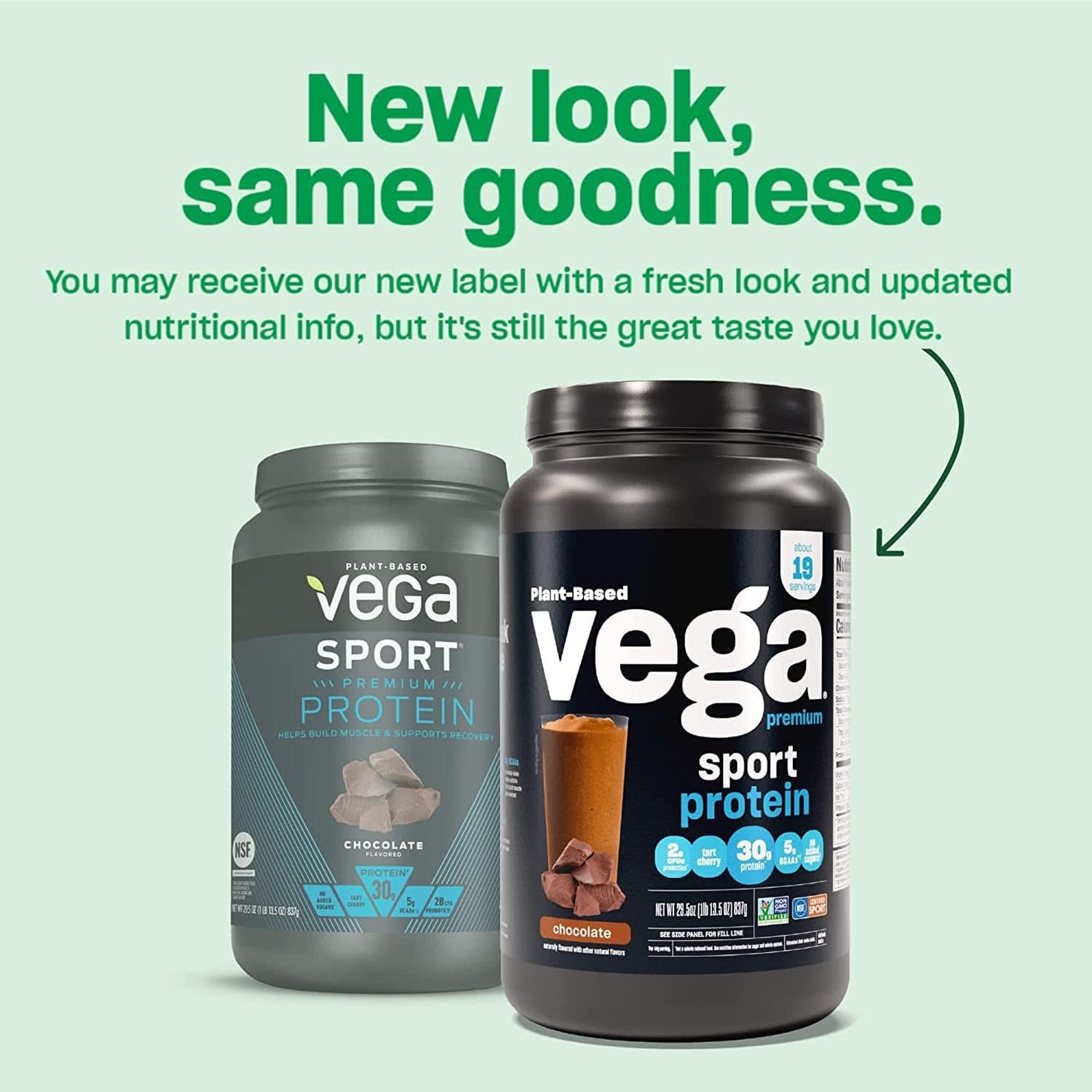 Vega Premium Sport Protein Chocolate Protein Powder, Vegan, Non GMO, Gluten Free Plant Based Protein Powder Drink Mix, NSF Certified for Sport, 29.5 Oz