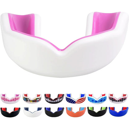 Sports Youth Mouth Guard for Kids USA Flag & Fangs & 20 Best Colors to Choose From - Youth Mouthguard Football, MMA, Karate, Flag Football, Rugby, Boxing, BJJ /W Case Youth, Strapless