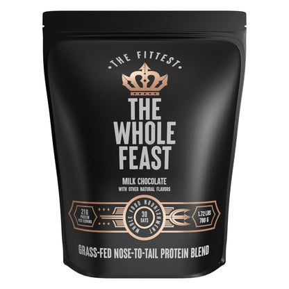 The Fittest Whole Feast Beef Protein Powder - Milk Chocolate - Nose to Tail Carnivore Blend Including Liver, Colostrum and Whole Bone - Bcaas - 14G Collagen, 21G Total Protein