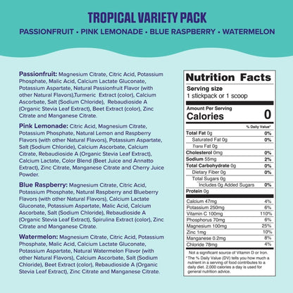 Ultima Replenisher Daily Electrolyte Drink Mix – Tropical Variety, 20 Stickpacks – Hydration Packets with 6 Electrolytes & Minerals – Keto Friendly, Non-Gmo & Sugar-Free Electrolyte Powder