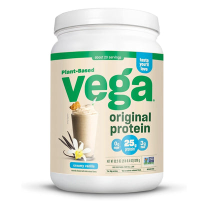 Vega Original Protein Powder, Creamy Vanilla Plant Based Protein Drink Mix for Water, Milk and Smoothies, 32.5 Oz