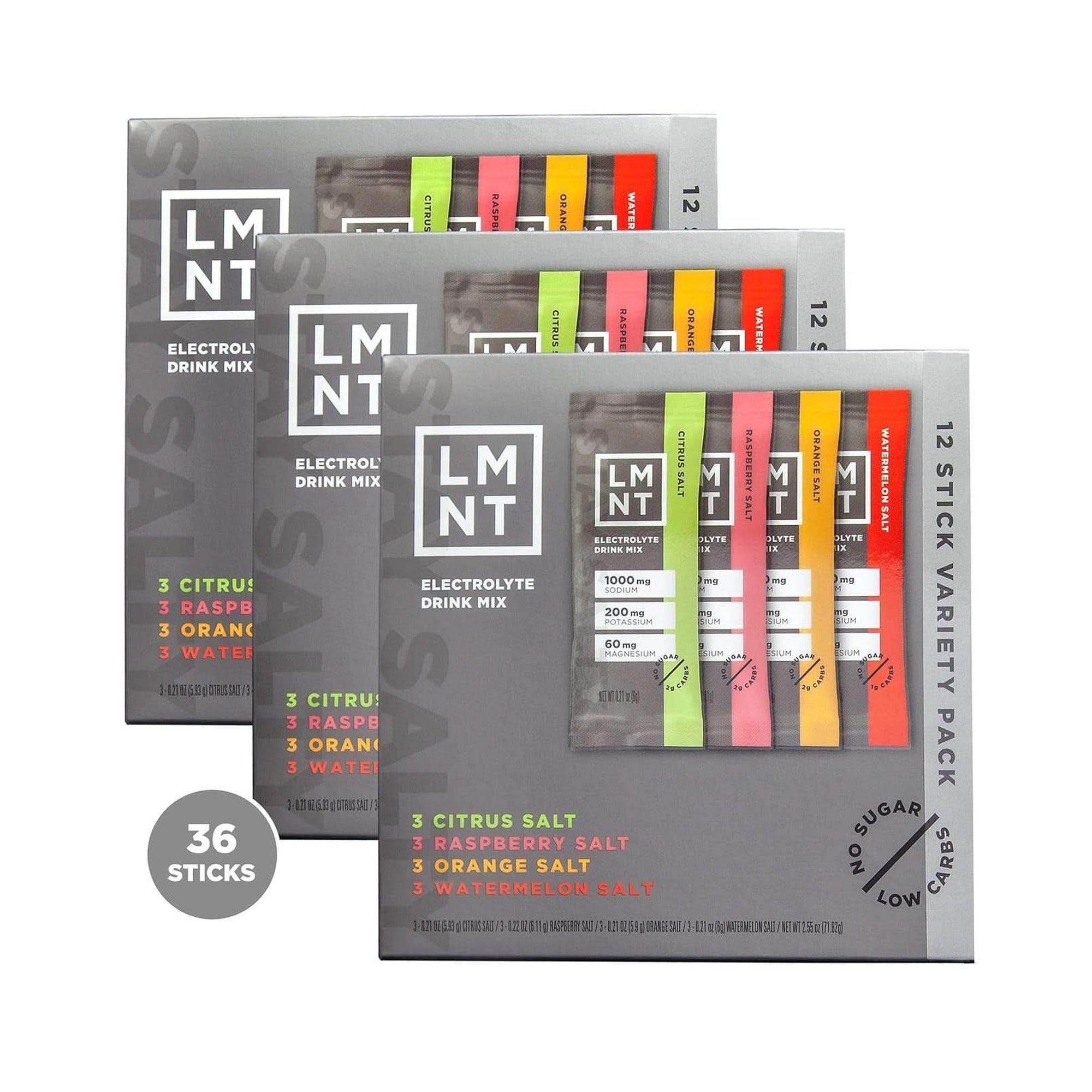 LMNT Zero Sugar Electrolytes - Variety Pack Bundle | Drink Mix | 36-Count